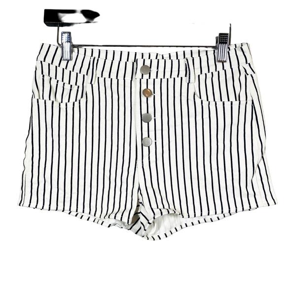 Altr'd State Sailor Stripe Button Fly Denim Jean Shorts Casual - 9 - Picture 1 of 5